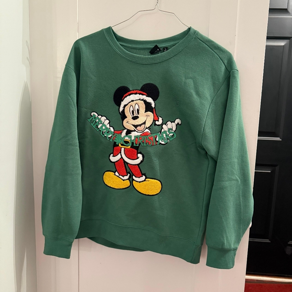 Green Disney Mickey Mouse Women's Christmas Sweater - Picture 2 of 4